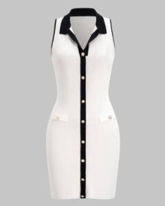 Veruka collared contrast knit mini dress