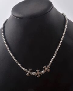 CH sterling silver cross ball necklace