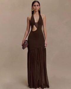 Aubree crepe and mesh maxi dress - Image 3
