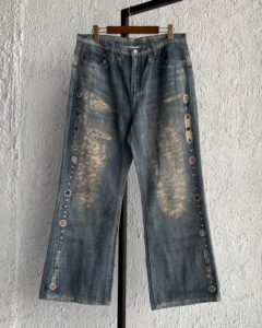 Black icon washed frayed baggy jeans - Image 4