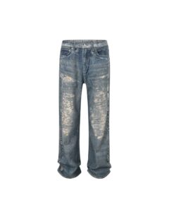 Black icon washed frayed baggy jeans