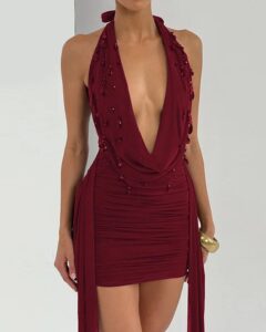 Marina Halter Draped Mini Dress