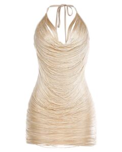 Sheer halter backless mini dress