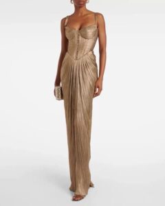 Maria Lucia Hohan Noemie gathered silk corset gown - Image 3