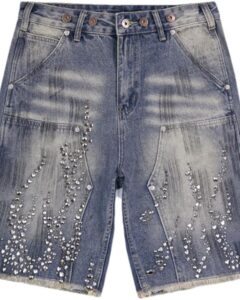 Black icon studded Jean short
