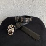 Statement Black Leather Belt with Chrome Tongue Buckle - Image 2