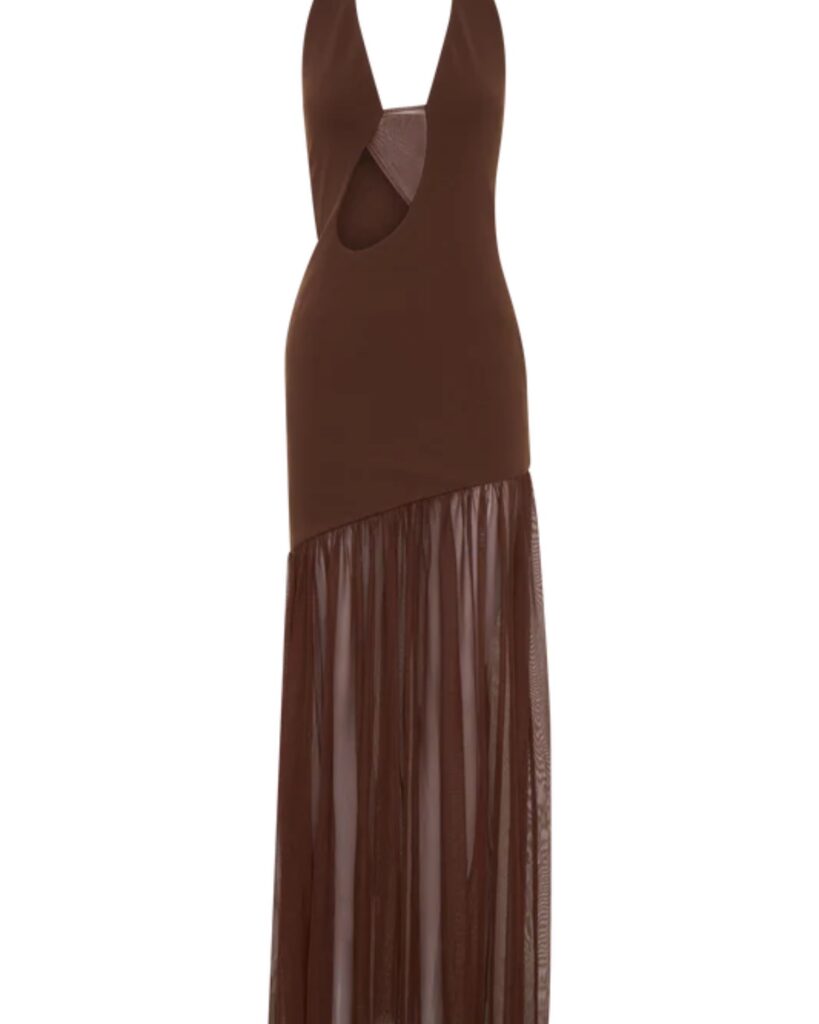 Aubree crepe and mesh maxi dress