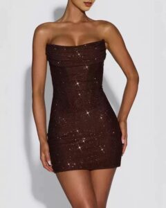 Mirabella sequin pleated cowl neckline mini dress - Image 2