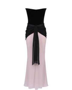 Strapless ruched maxi dress