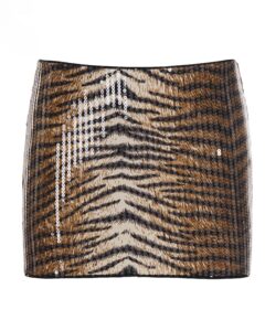 Glitter animal print bodycon mini skirt