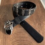 Statement Black Leather Belt with Chrome Tongue Buckle