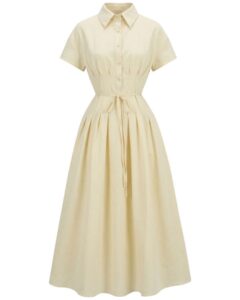 Collar midi dress with belt