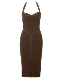 Halter bodycon midi bandage dress - Image 3