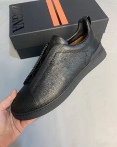 ZEGNA triple stitch deerskin leather sneakers - Image 2
