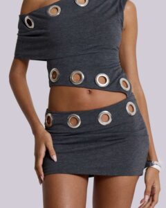 Jaded London asymmetric eyelet dress
