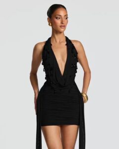 Marina Halter Draped Mini Dress - Image 5